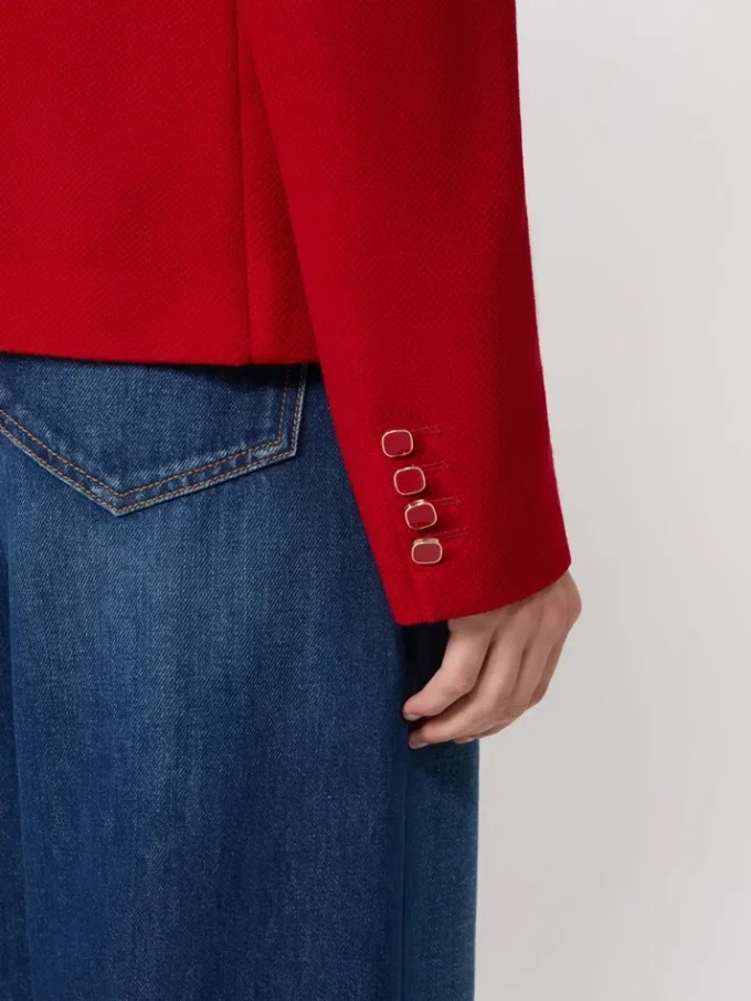 Single-breasted piqua jersey jacket, red Single-breasted piqua jersey jacket, red