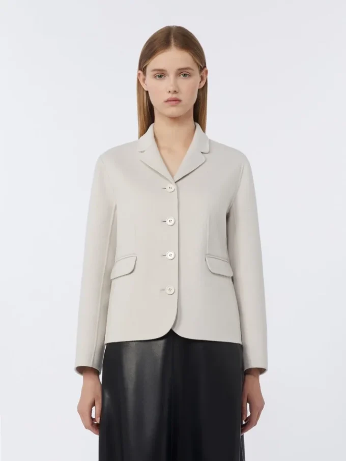 Single-breasted wool jacket, ivory Single-breasted wool jacket, ivory