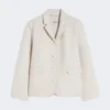 Single-breasted wool jacket, ivory Single-breasted wool jacket, ivory