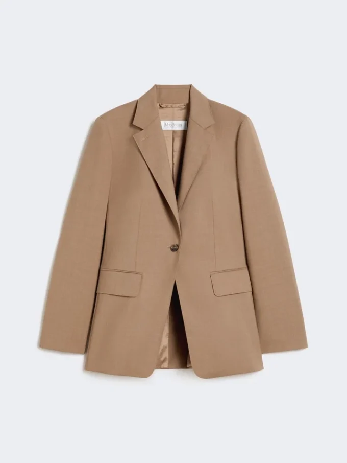 Single-breasted woollen cloth blazer, hazelnut brown