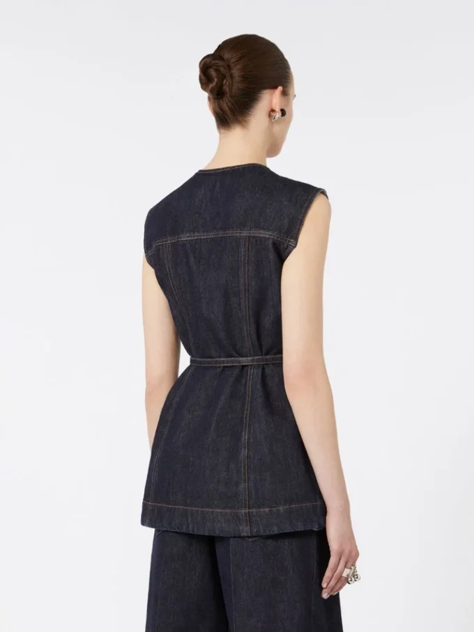 Sleeveless denim top, midnightblue