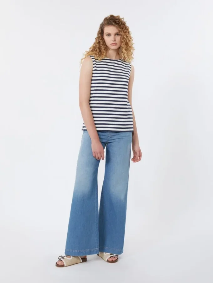 Sleeveless interlock jersey top, navy Sleeveless interlock jersey top, navy