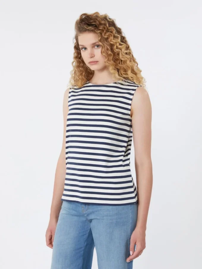 Sleeveless interlock jersey top, navy Sleeveless interlock jersey top, navy