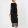 Sleeveless jersey dress with crystals, black Sleeveless jersey dress with crystals, black