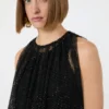 Sleeveless jersey dress with crystals, black Sleeveless jersey dress with crystals, black