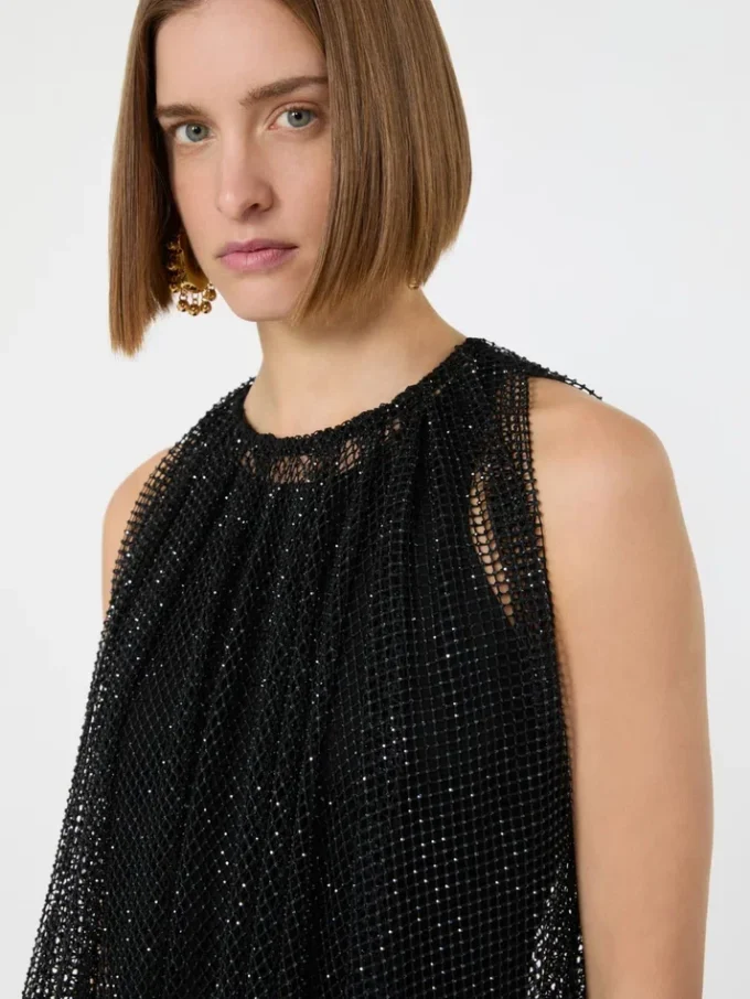 Sleeveless jersey dress with crystals, black Sleeveless jersey dress with crystals, black