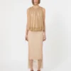 Sleeveless jersey dress with crystals, camel