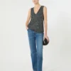 Sleeveless jumper with sequins, dark grey