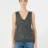 Sleeveless jumper with sequins, dark grey