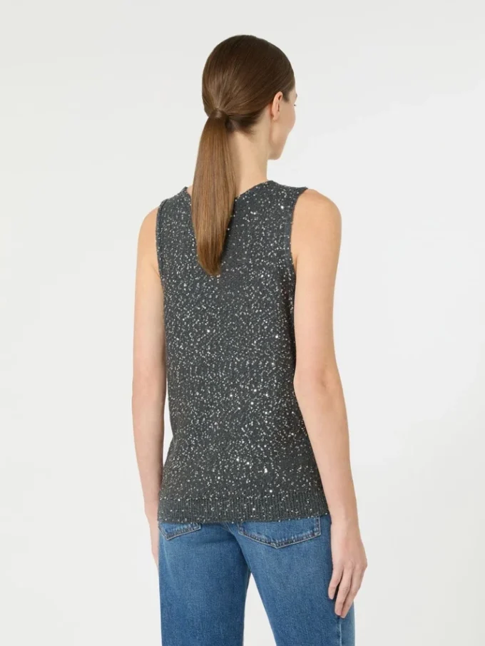 Sleeveless jumper with sequins, dark grey