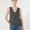 Sleeveless jumper with sequins, dark grey