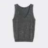 Sleeveless jumper with sequins, dark grey