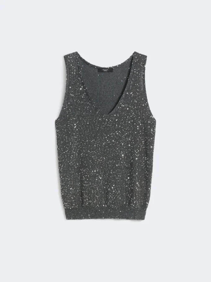 Sleeveless jumper with sequins, dark grey
