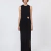 Sleeveless stretch jersey dress, black