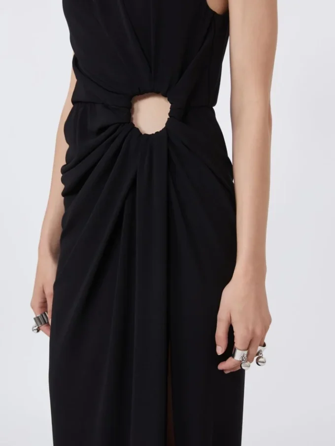 Sleeveless stretch jersey dress, black