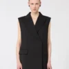 Sleeveless stretch wool blazer, black Sleeveless stretch wool blazer, black