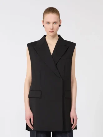 Sleeveless stretch wool blazer, black Sleeveless stretch wool blazer, black