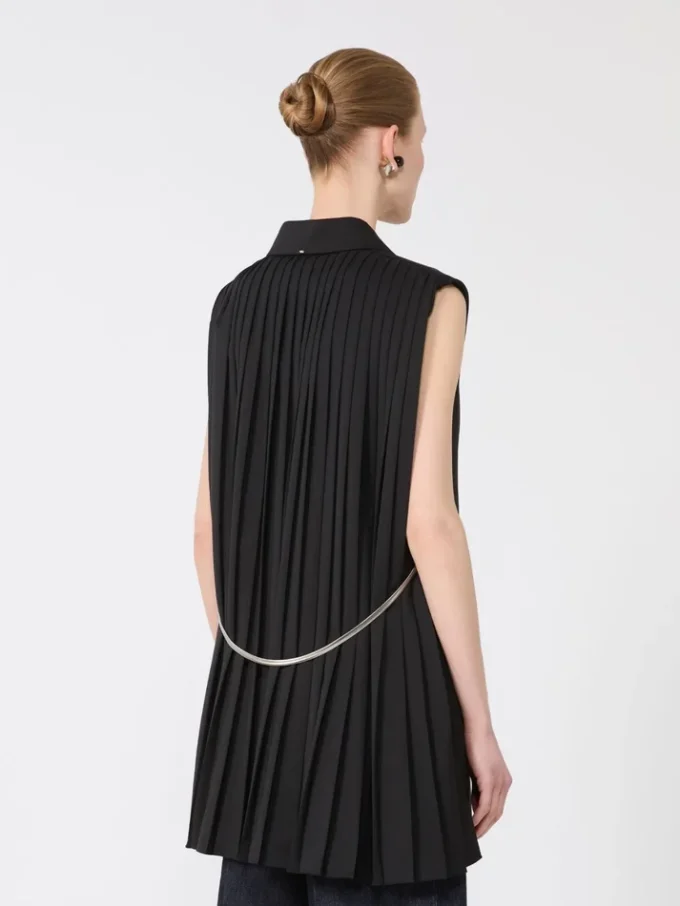 Sleeveless stretch wool blazer, black Sleeveless stretch wool blazer, black