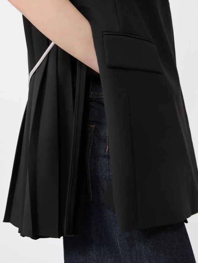 Sleeveless stretch wool blazer, black Sleeveless stretch wool blazer, black