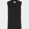 Sleeveless stretch wool blazer, black Sleeveless stretch wool blazer, black
