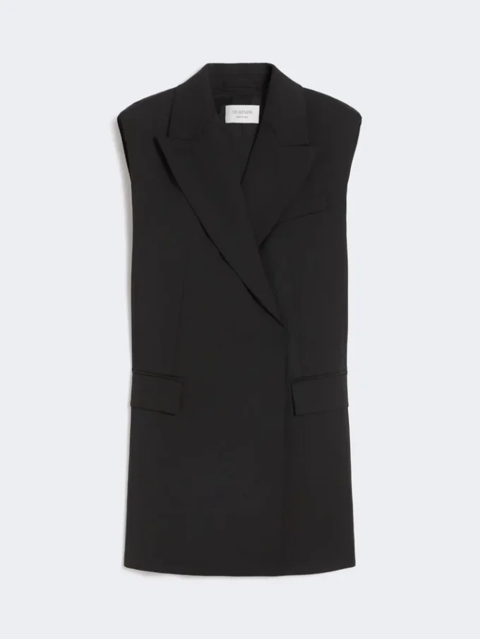 Sleeveless stretch wool blazer, black Sleeveless stretch wool blazer, black