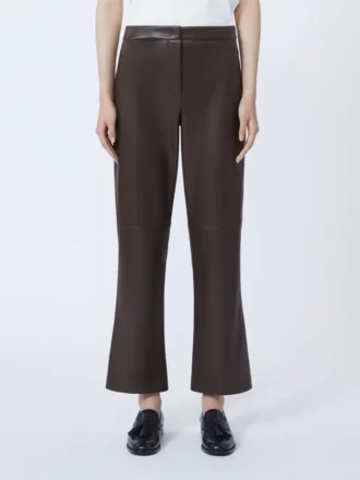 Slim-fit coated fabric trousers, chocolate