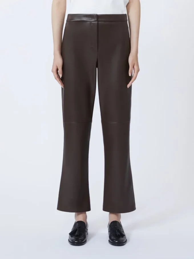 Slim-fit coated fabric trousers, chocolate Slim-fit coated fabric trousers, chocolate