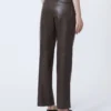 Slim-fit coated fabric trousers, chocolate Slim-fit coated fabric trousers, chocolate