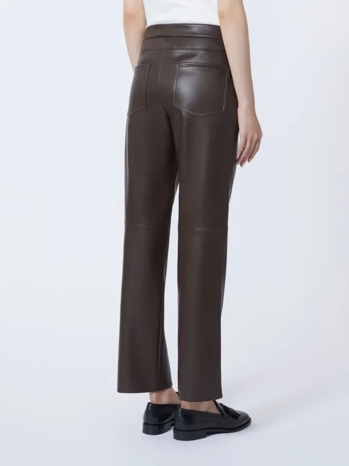 Slim-fit coated fabric trousers, chocolate Slim-fit coated fabric trousers, chocolate