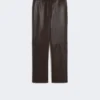 Slim-fit coated fabric trousers, chocolate Slim-fit coated fabric trousers, chocolate