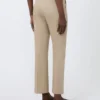 Slim-fit cotton satin trousers, kaki Slim-fit cotton satin trousers, kaki