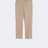 Slim-fit cotton satin trousers, kaki Slim-fit cotton satin trousers, kaki