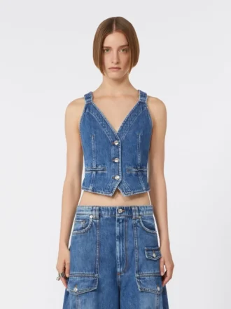 Slim-fit denim gilet, midnightblue