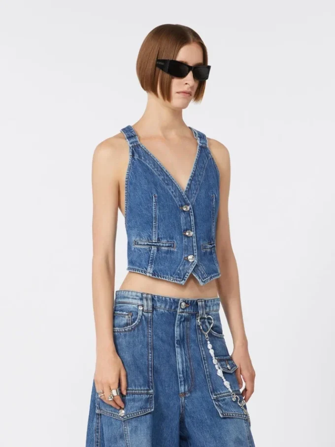 Slim-fit denim gilet, midnightblue