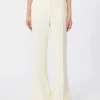 Slim-fit flared trousers in viscose, ivory Slim-fit flared trousers in viscose, ivory