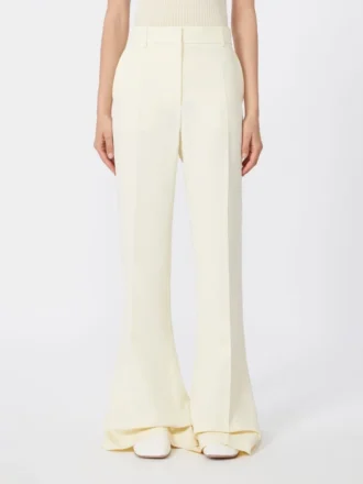 Slim-fit flared trousers in viscose, ivory