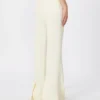 Slim-fit flared trousers in viscose, ivory Slim-fit flared trousers in viscose, ivory