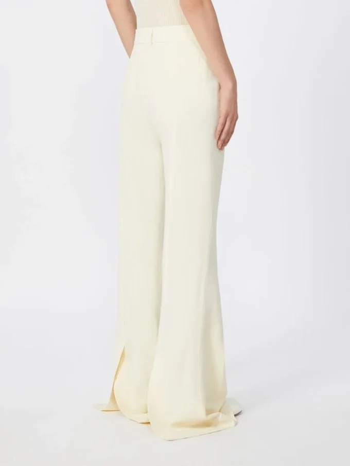 Slim-fit flared trousers in viscose, ivory Slim-fit flared trousers in viscose, ivory