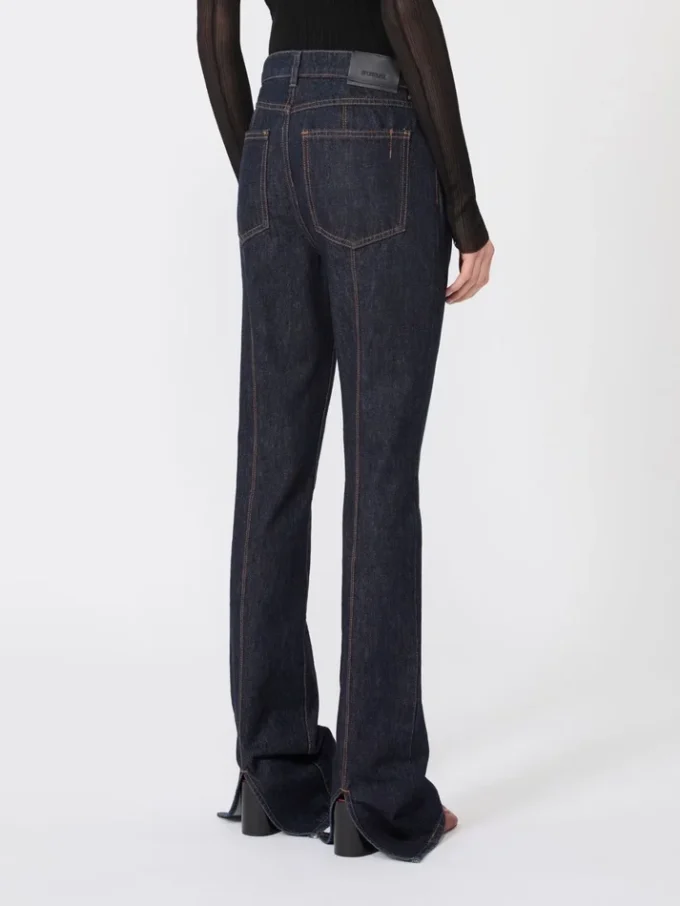 Slim-fit jeans with flared hems, midnightblue