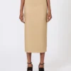 Slim-fit skirt in linen twill, camel
