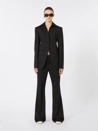 Slim-fit stretch gabardine blazer, black