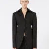 Slim-fit stretch gabardine blazer, black