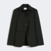 Slim-fit stretch gabardine blazer, black