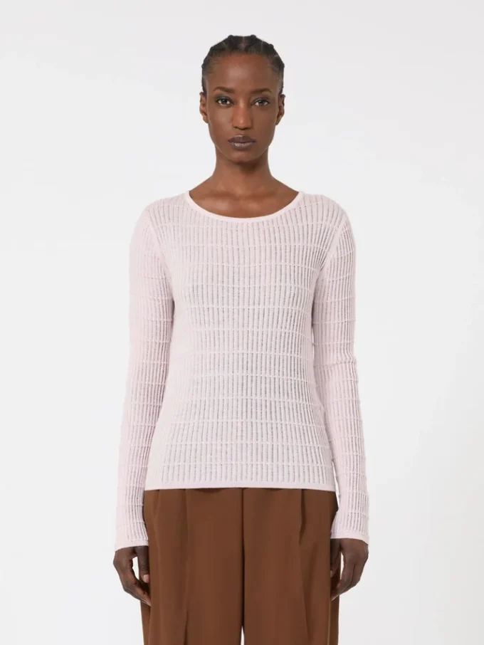 Slim-fit wool and silk sweater, pink