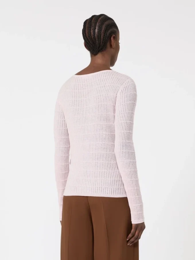 Slim-fit wool and silk sweater, pink