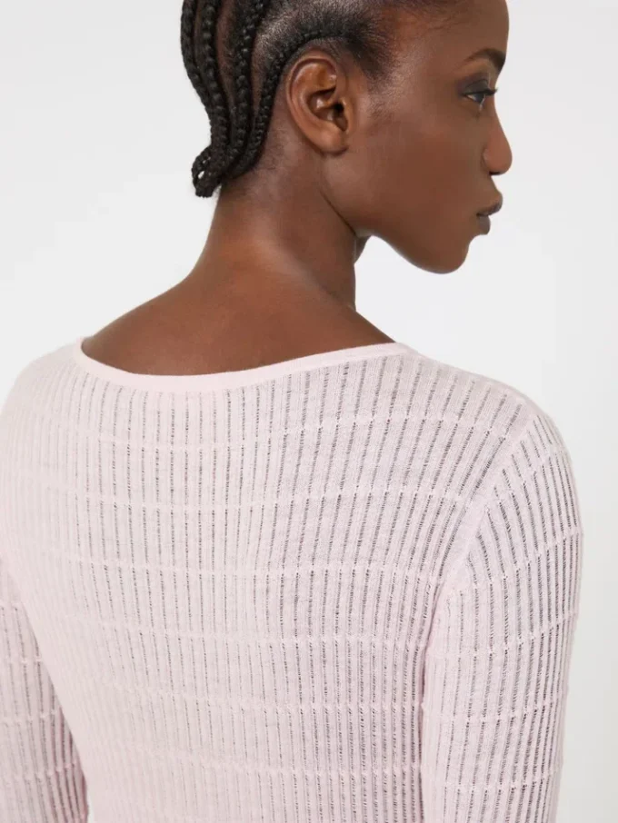 Slim-fit wool and silk sweater, pink