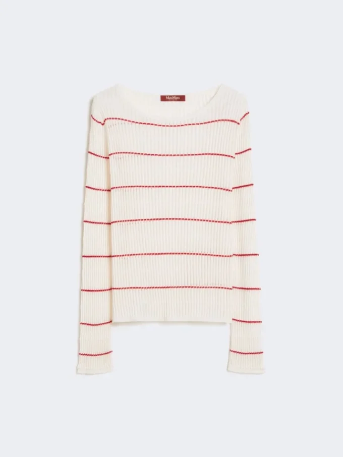 Slim-fit wool and silk sweater, white
