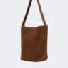 Small archetipo bag in split leather, dark brown