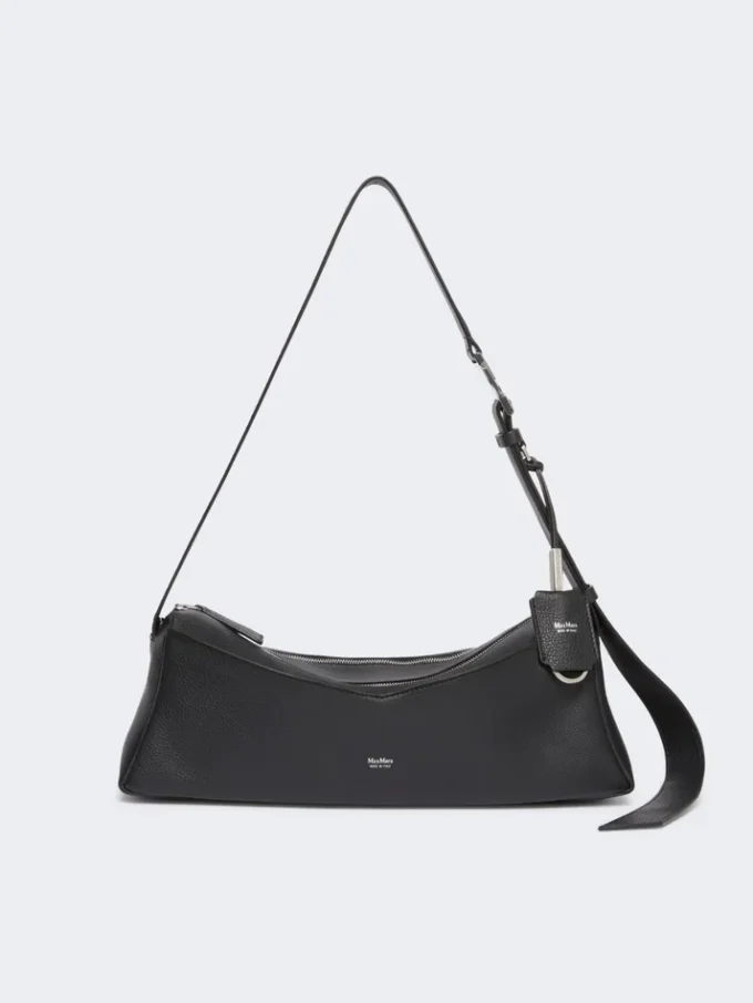 Small leather shoulder bag, black