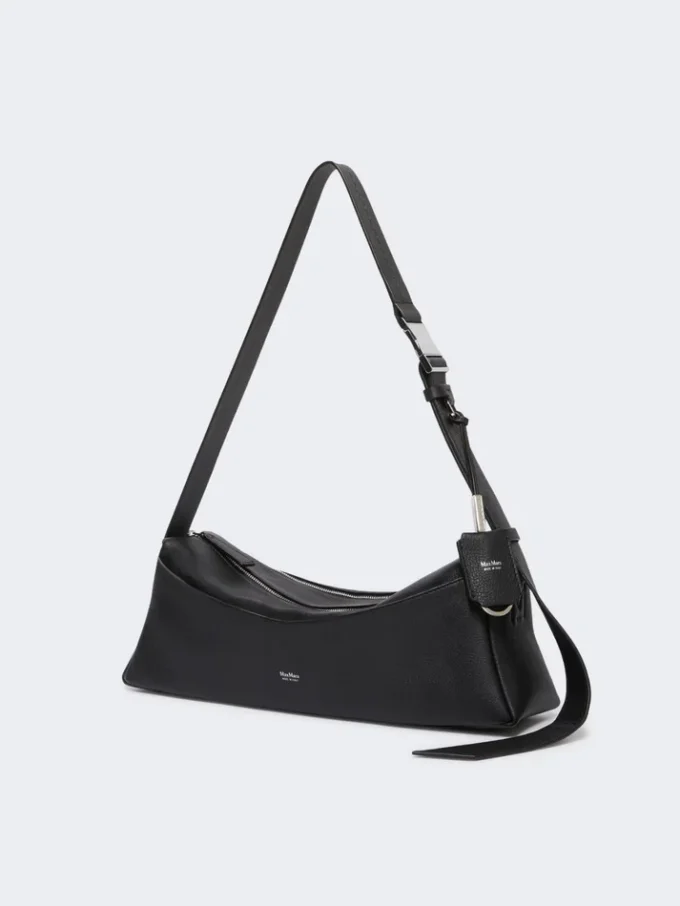 Small leather shoulder bag, black